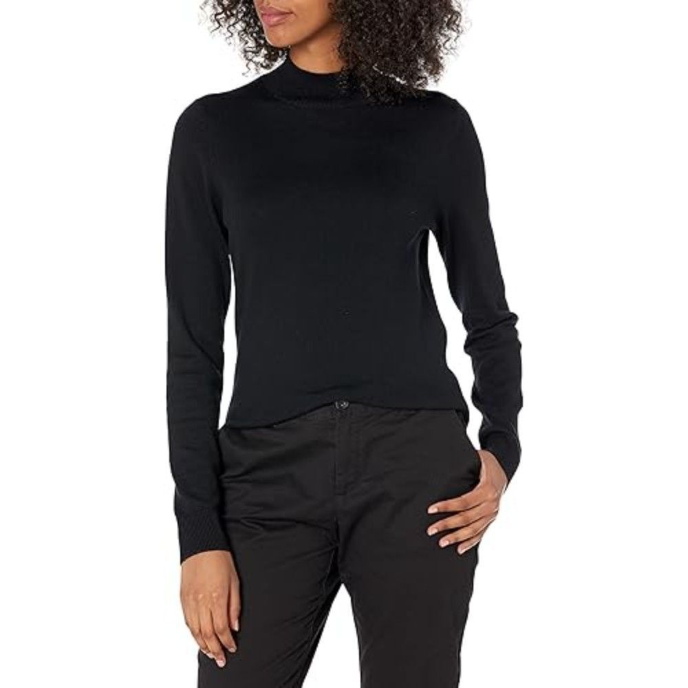 Amazon Essentials Women's Mock Neck Pullover Sweater X-LARGE Black Long Sleeve